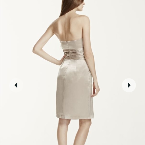 David’s Bridal Strapless Bridesmaid Dress Ruched with Pockets - Picture 8 of 9